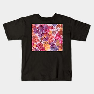 Vineyard Autumn leaf watercolour pattern Kids T-Shirt